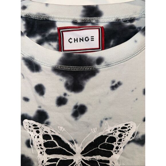 CHNGE Butterfly Tie-Dye Short-Sleeve Crop Top – Women’s Size Large - Picture 4 of 10